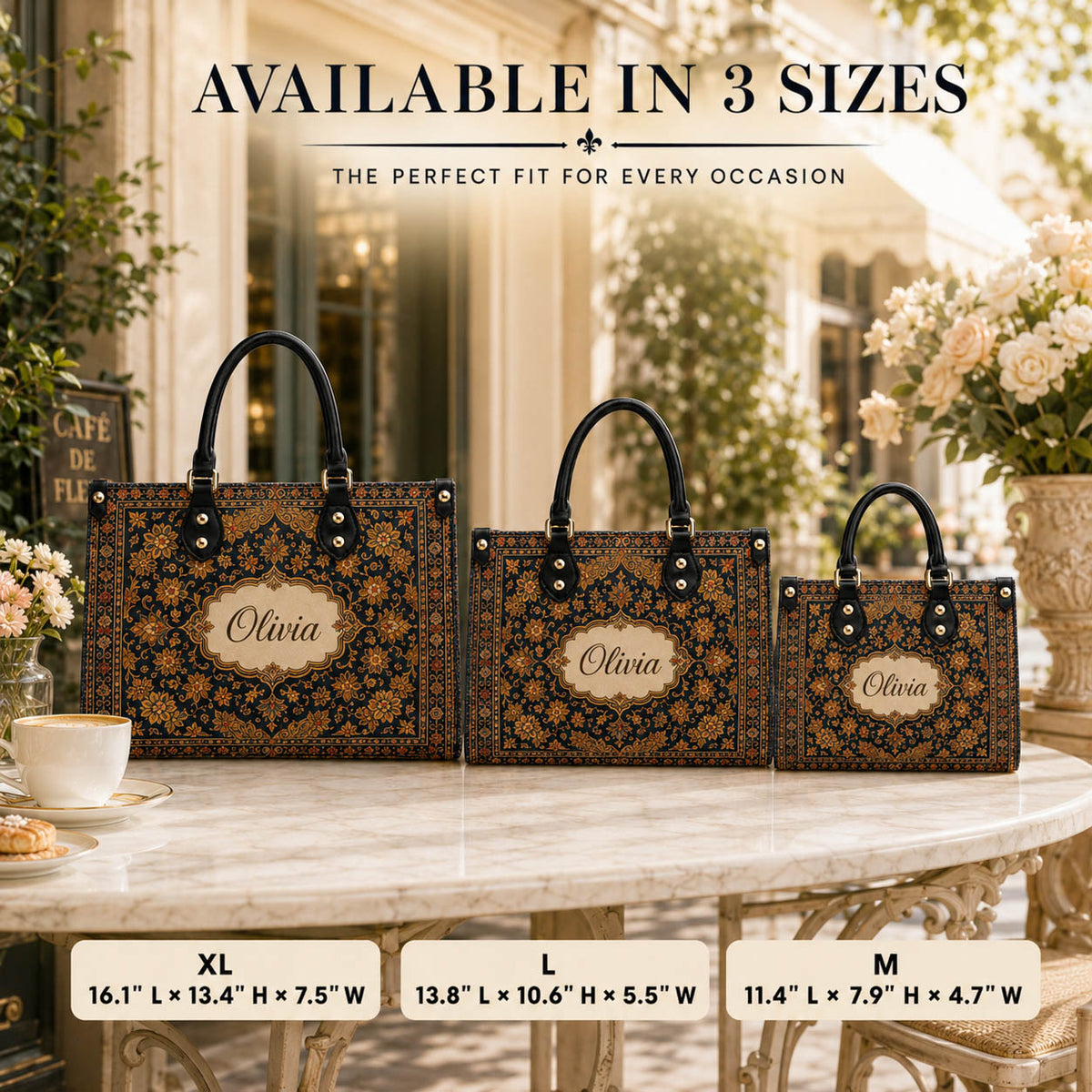 Vintage Persian Floral Gift for Her - Personalized Leather Bag
