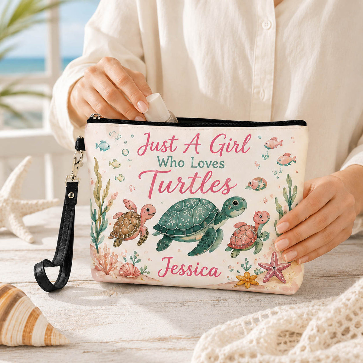 Sea Turtle Beach Lover - Personalized Cosmetic Bag