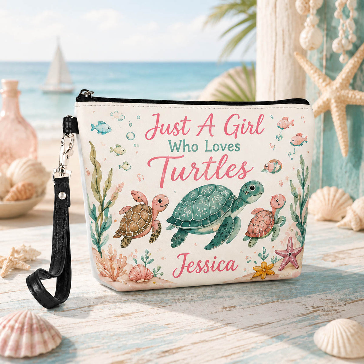 Sea Turtle Beach Lover - Personalized Cosmetic Bag