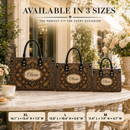 Vintage Persian Floral Gift for Her - Personalized Leather Bag