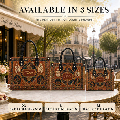 Vintage Persian Rug Boho Bag Set - Personalized Leather Bag Tote Bag & Wallet Set