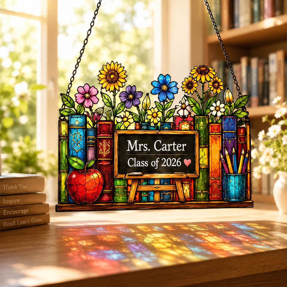 Teacher Appreciation Gift Class of 2026 Classroom Decor - Personalized Window Hanging Suncatcher