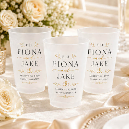 Elegant Wedding Names and Date Party Favor - Personalized Cups