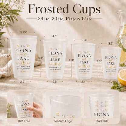 Elegant Wedding Names and Date Party Favor - Personalized Cups