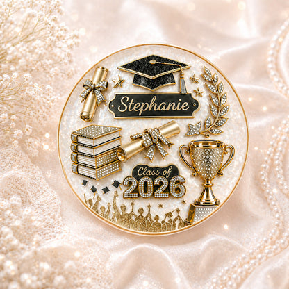 Custom Name Class of 2026 Ring Tray - Personalized Graduation Jewelry Dish