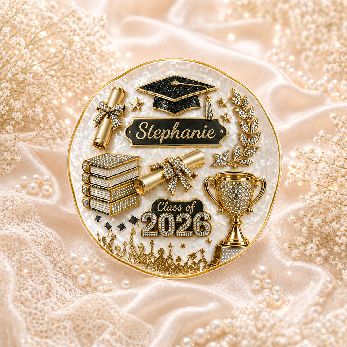 Custom Name Class of 2026 Ring Tray - Personalized Graduation Jewelry Dish
