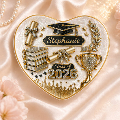 Custom Name Class of 2026 Ring Tray - Personalized Graduation Jewelry Dish