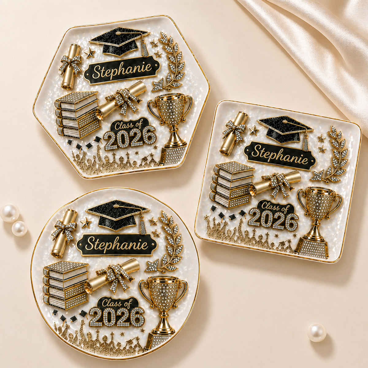 Custom Name Class of 2026 Ring Tray - Personalized Graduation Jewelry Dish