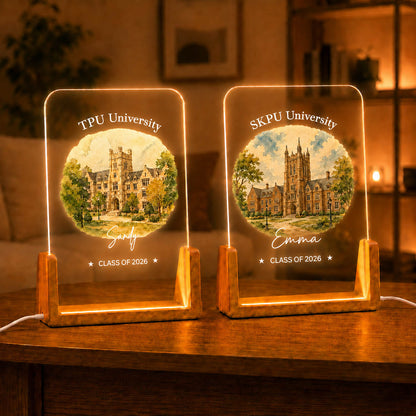 College Graduation University Campus Keepsake Gift - Personalized Night Light