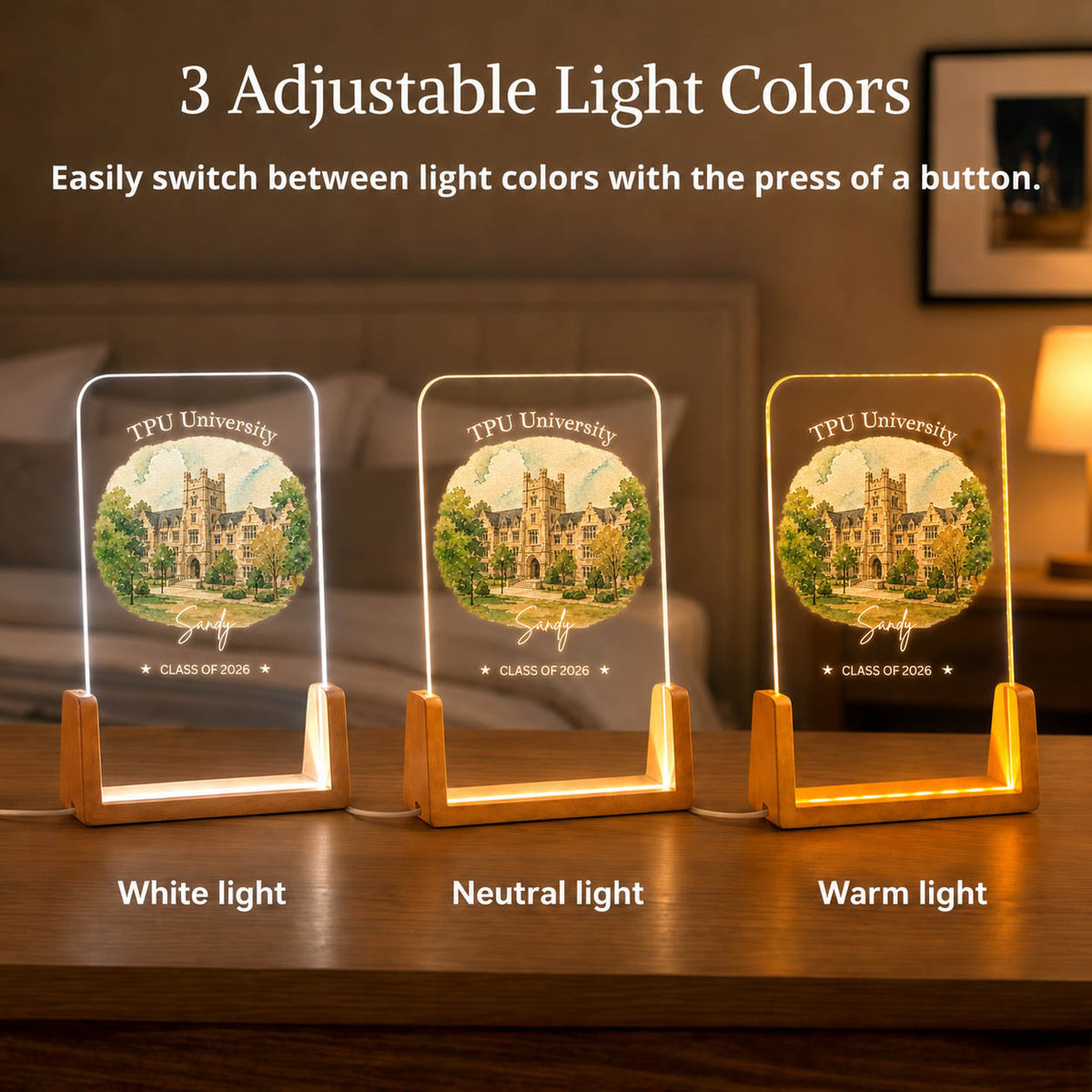 College Graduation University Campus Keepsake Gift - Personalized Night Light