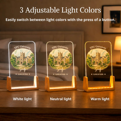 College Graduation University Campus Keepsake Gift - Personalized Night Light
