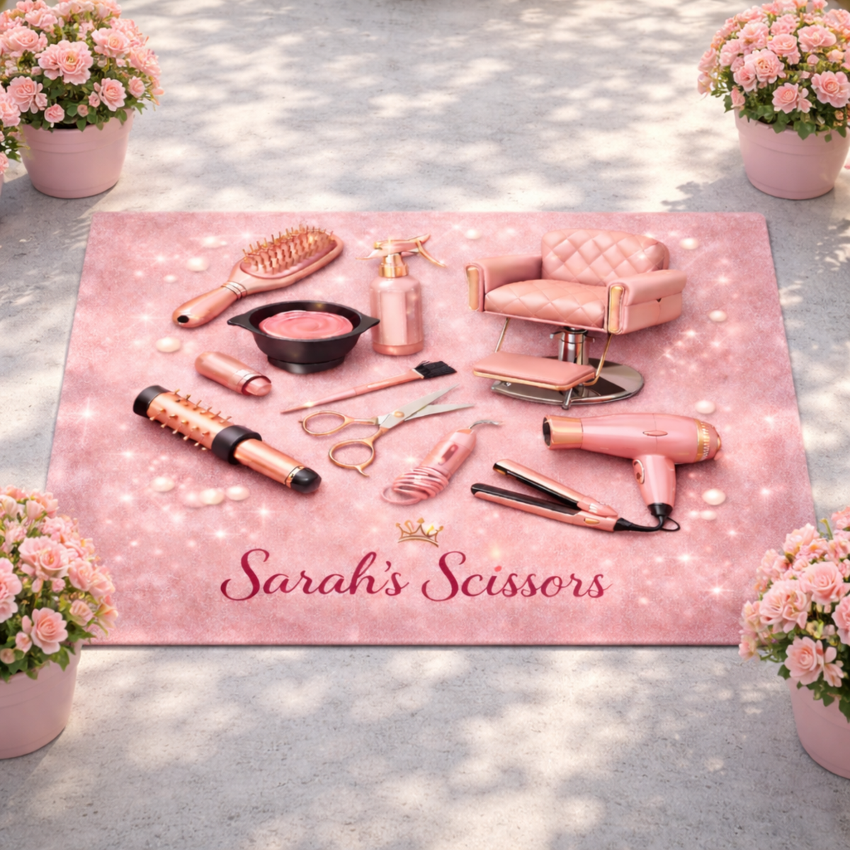 Personalized Hair Stylist Rug - Custom Salon Doormat for Hairdresser