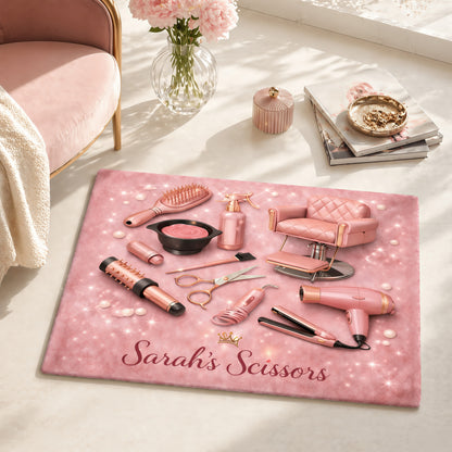 Personalized Hair Stylist Rug - Custom Salon Doormat for Hairdresser