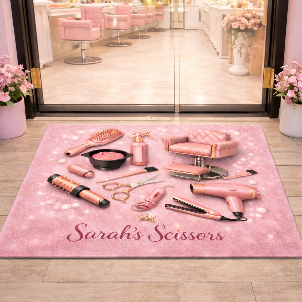Personalized Hair Stylist Rug - Custom Salon Doormat for Hairdresser