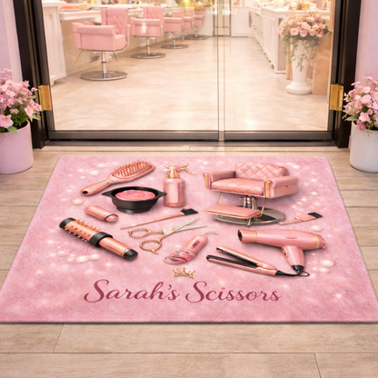 Personalized Hair Stylist Rug - Custom Salon Doormat for Hairdresser
