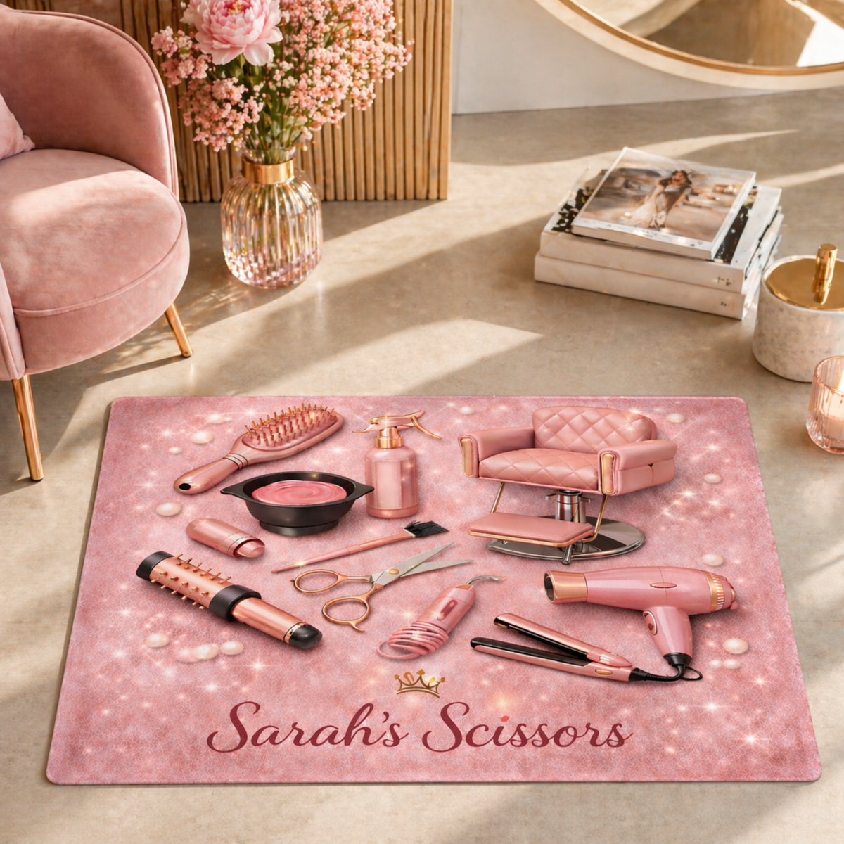 Personalized Hair Stylist Rug - Custom Salon Doormat for Hairdresser