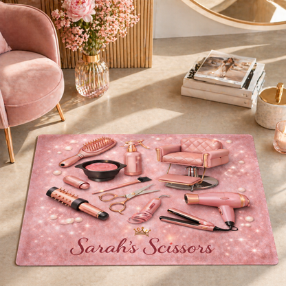 Personalized Hair Stylist Rug - Custom Salon Doormat for Hairdresser